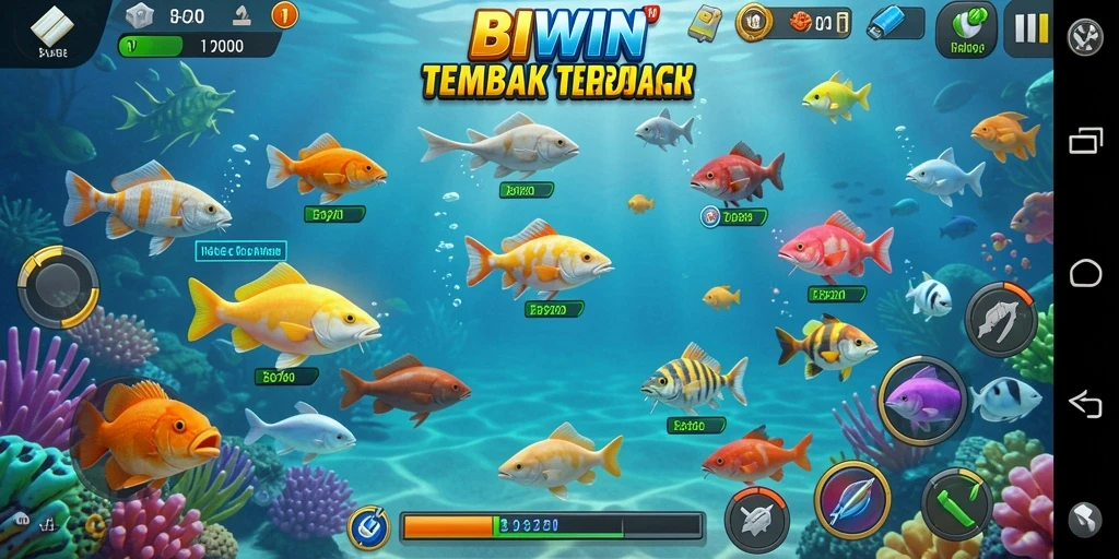 Tampilan gameplay Tembak Ikan yang seru di BIWIN.