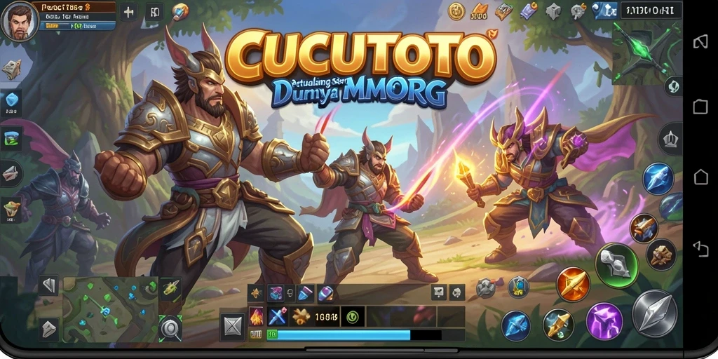 Tangkapan layar utama CUCUTOTO menampilkan aksi petualangan MMORPG yang mendebarkan.