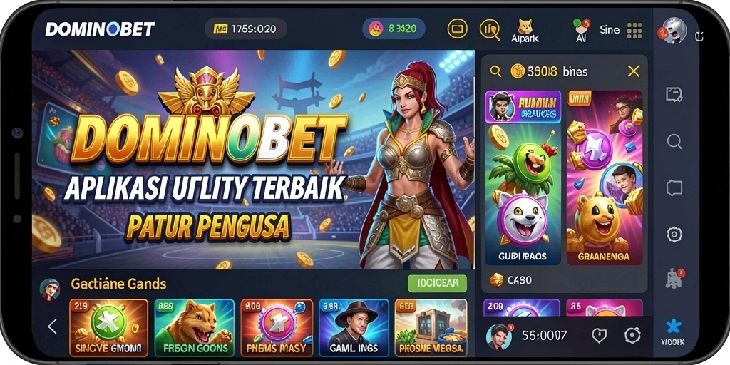 Tampilan utama DOMINOBET yang menampilkan fitur-fitur Utility.