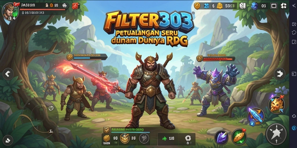 Tampilan gameplay FILTER303 saat menjelajahi dunia RPG yang luas.