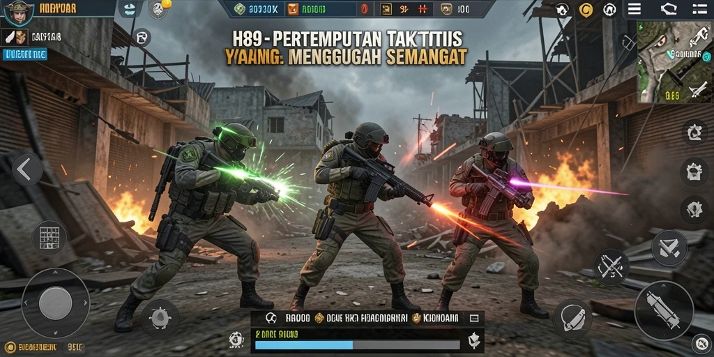 Tangkapan layar gameplay H89 menampilkan aksi pertempuran yang intens.