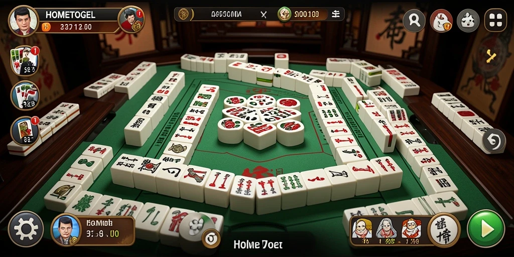 Tampilan gameplay HOMETOGEL dengan desain Mahjong yang memukau.
