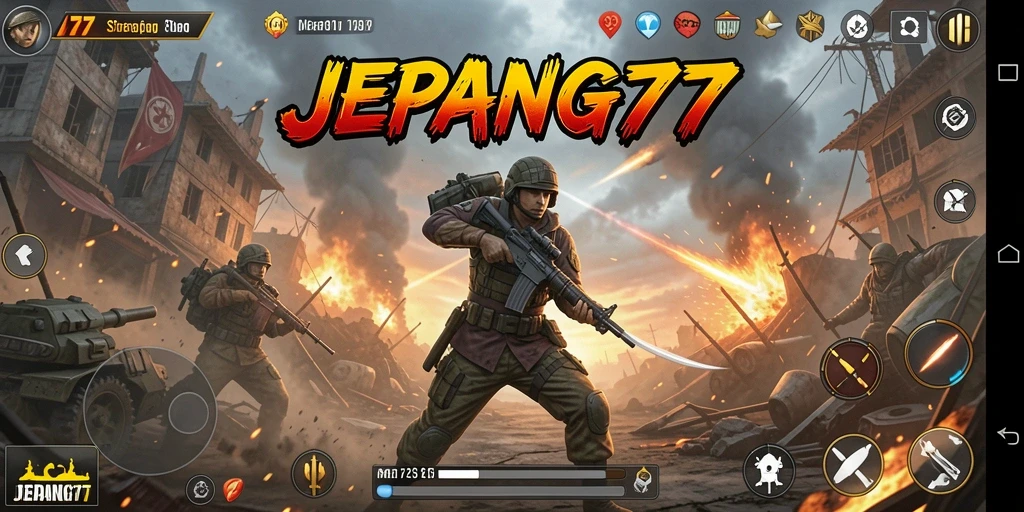 Tampilan gameplay strategis yang intens di JEPANG77.