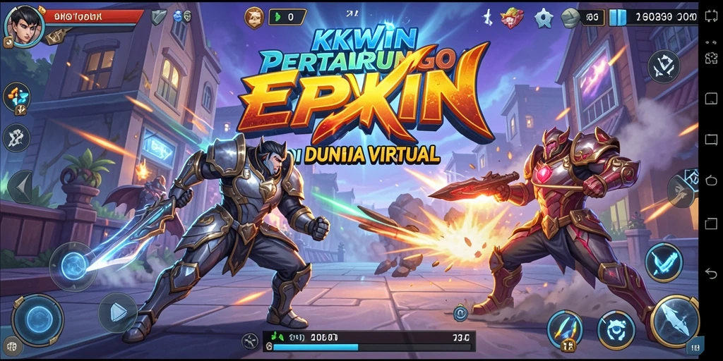 Screenshot dari gameplay KKWIN yang menggambarkan aksi pertarungan