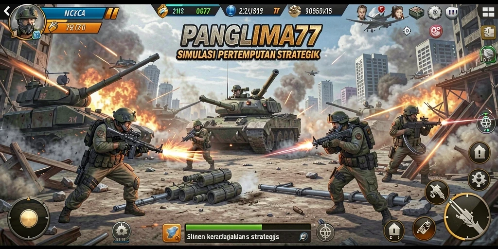 Tampilan gameplay mendebarkan di PANGLIMA77 dengan strategi pertempuran.