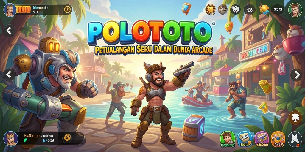 Screenshot POLOTOTO menampilkan aksi seru di dalam permainan Arcade.