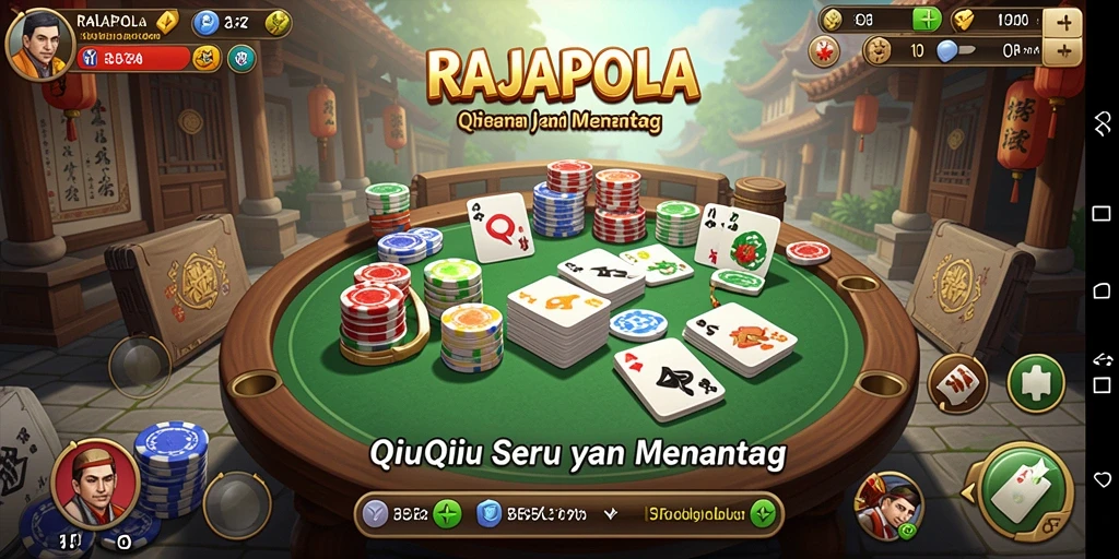 Tampilan gameplay seru dalam RAJAPOLA saat bermain QiuQiu.