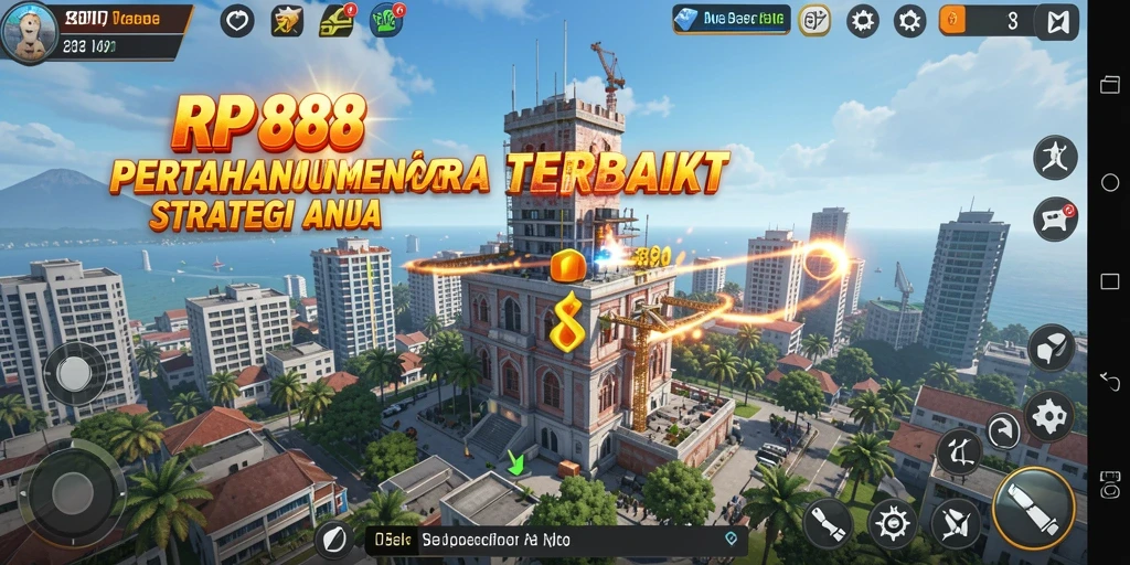 Tampilan menarik dari gameplay Tower Defense di RP888.