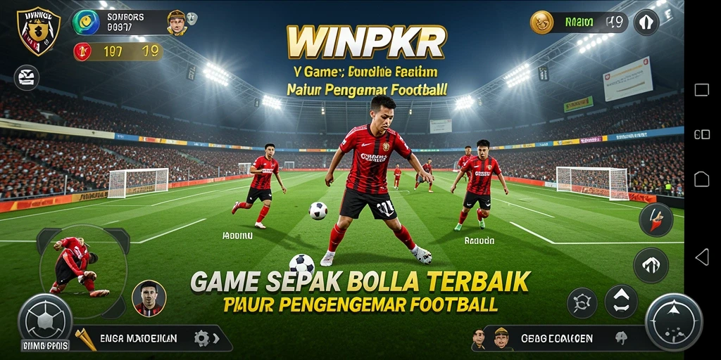 Penggambaran gameplay <strong>WINPKR</strong> dengan aksi sepak bola yang seru.